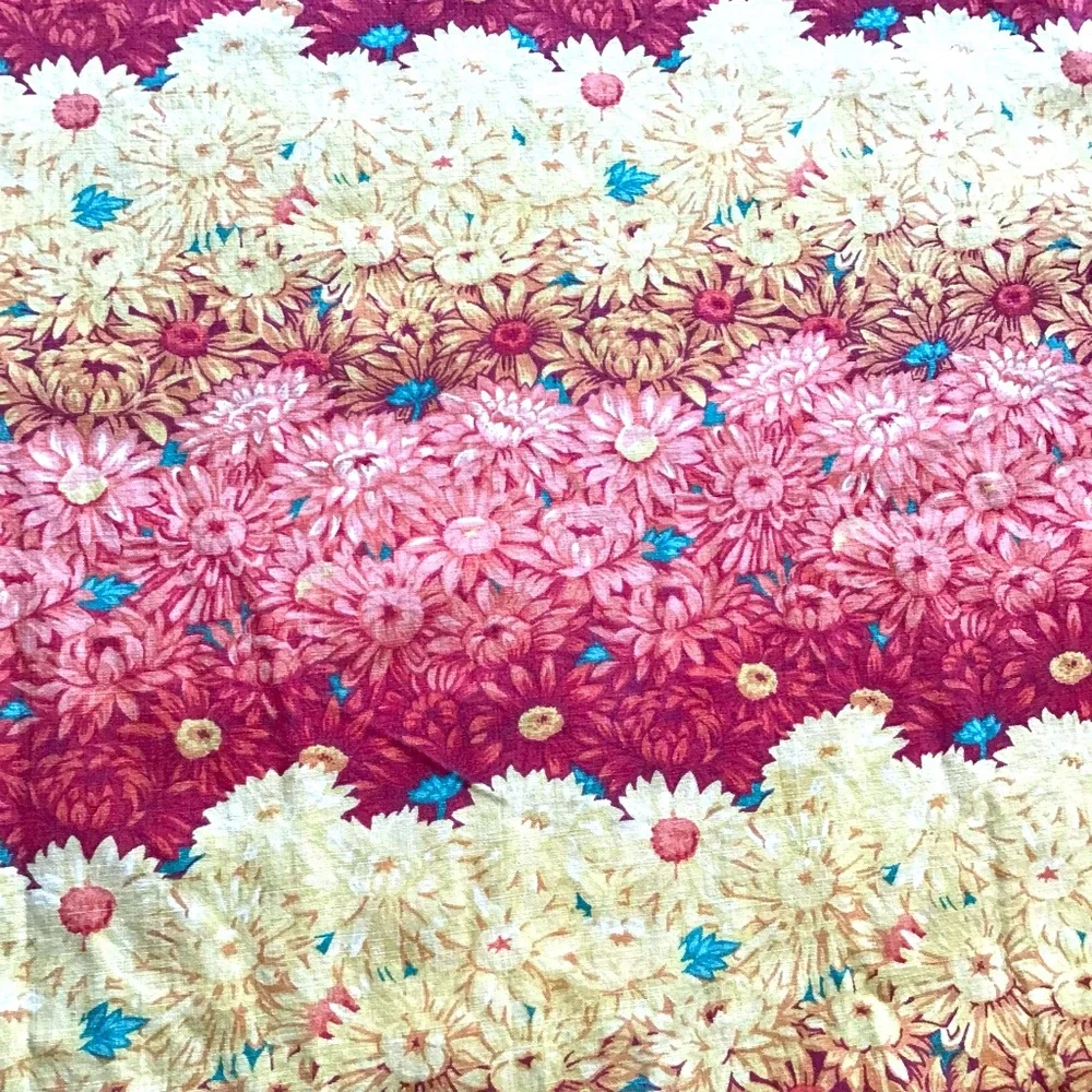 VTG Floral Fabric Packed Yellow Yellow Brown Maroon Cotton 44